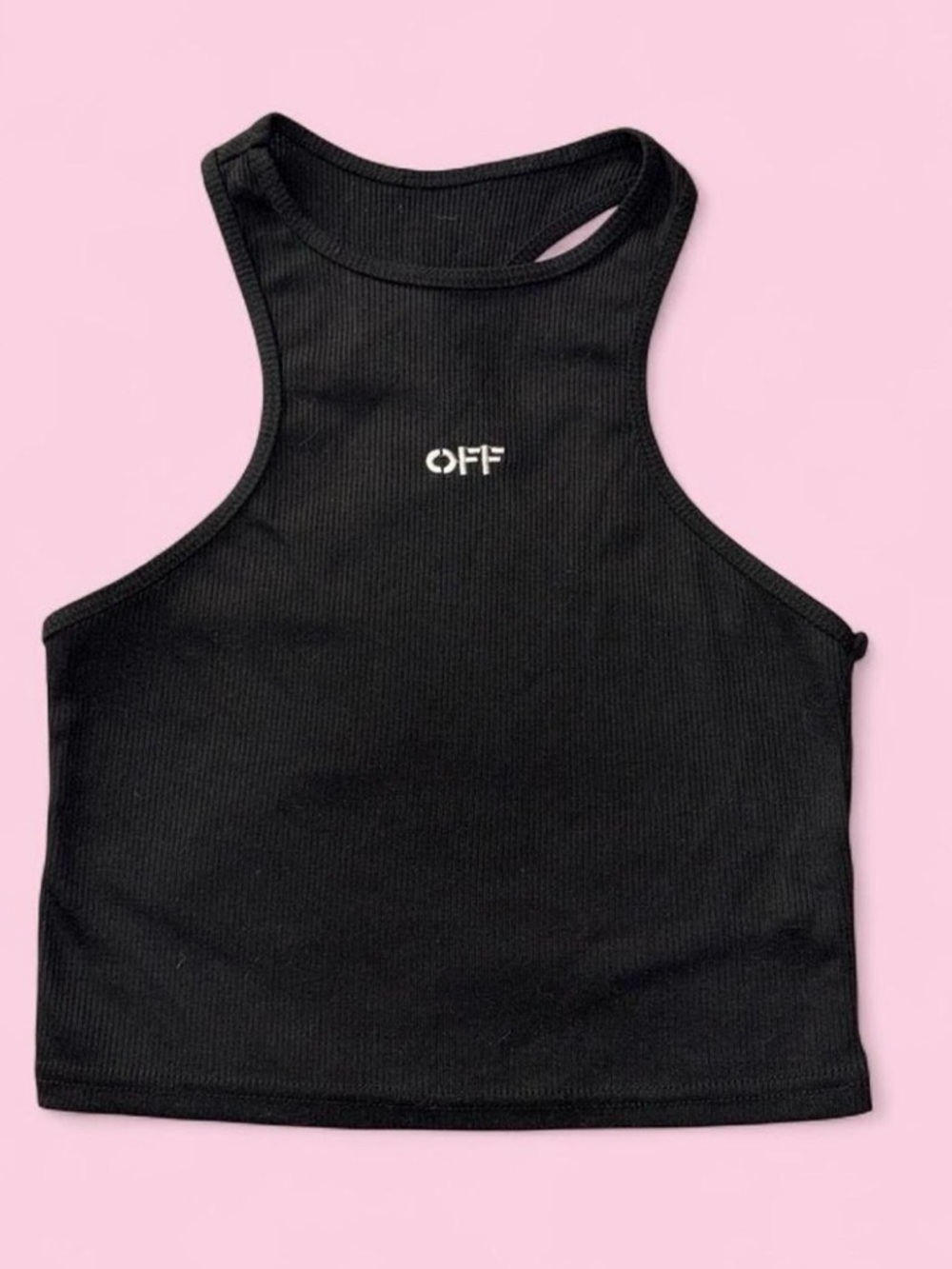 Off-White Black Ribbed Crop Tank Top